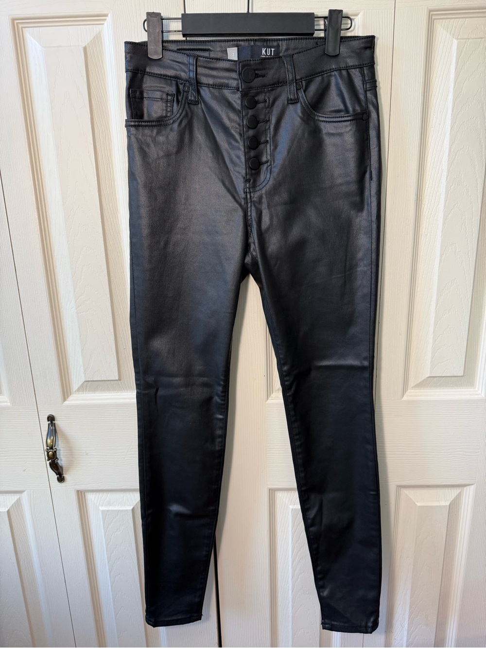 KUT from the Kloth Mia High Rise Skinny Coated Black Jeans Women’s Size 2
